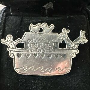 STERLING Silver Noah's Ark Brooch SIGNED